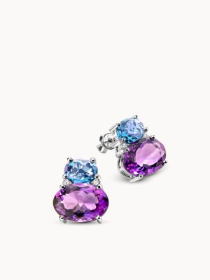 Gemz© Classic Amethyst/Blue Topaz Earrings - Large