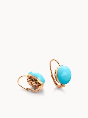 Orb© Ajoure-back earrings are made of turquoise and rose gold.