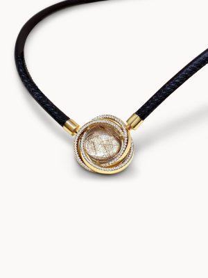 Nimbus© necklace in gold and rutile quartz