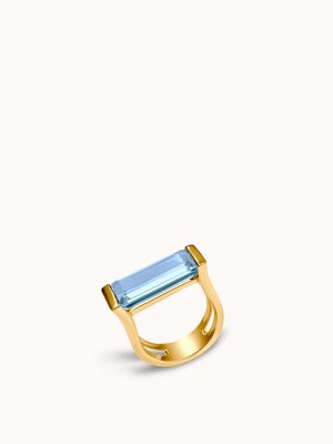 Gemz© Rectangular Ring in Presolite & Rose Gold