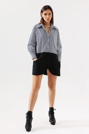 Valentina Stripe Patchwork Shirt Dress