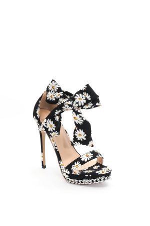 Grasa Flower Print Strappy Stiletto Sandals