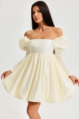 Puff Sleeve Square Neck Mini Dress