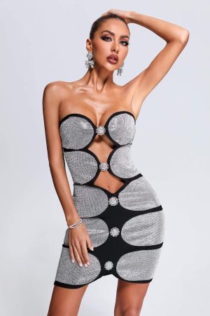 Kusia Diamonate Mini Bandage Dress
