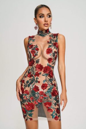 Noa Sequin Mesh Mini Dress