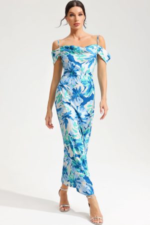 Floral Slim Backless Cami Maxi Dress