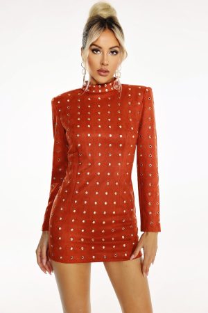 Robia Flocked Fabric Mini Dress