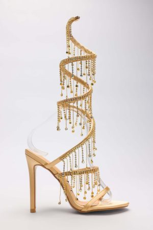 Rrhinestone tassel embellished stiletto pumps