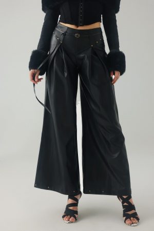 Pava Eco-Leather Wide Leg Pants