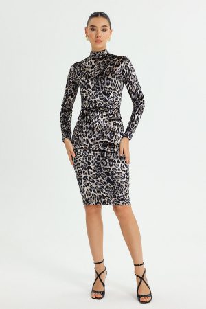 Kerlin Printed Velvet Midi Dress