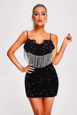 Yuni Sequin Rhinestone Mini Dress