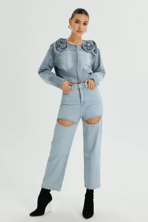 Hulic Flowers Denim Jacket