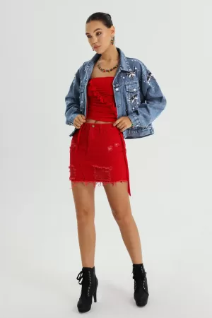 Giant Ripped Denim Skirt