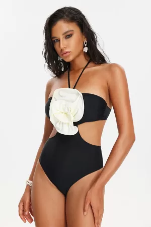 Kiwis Flower Halter Swimsuit
