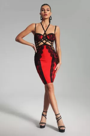 Anne Lace Bandage Mini Dress