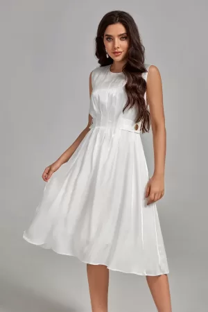 Ruby Satin Sleeveless Midi Dress