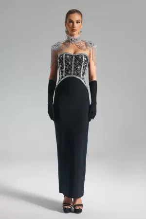Julie Diamond Embellished Maxi Bandage Dress