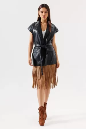 Kezia Eco-Leather Sleeveless Jacket
