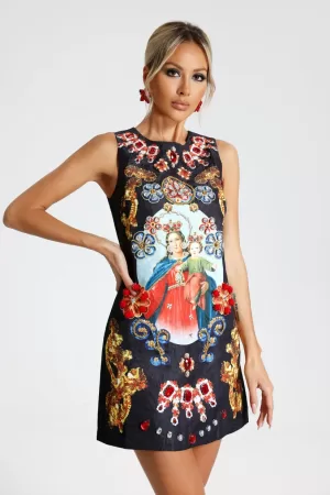 Melora Print Diamante Mini Dress