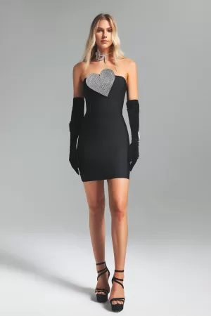 Peta Diamante Heart Strapless Dress