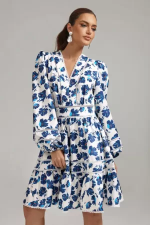 Rina V-Neck Printed Mini Dress
