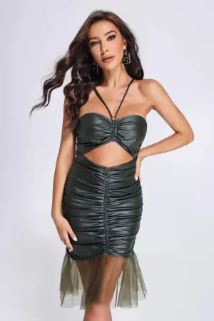 Braya Halterneck Ruched Midi Dress