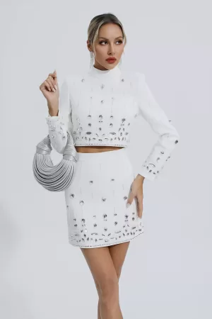 Cecelia White Crystal Embellished Set